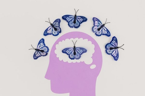pexels-photo-8849272-8849272 Creative illustration of butterflies representing thoughts over a brain silhouette.